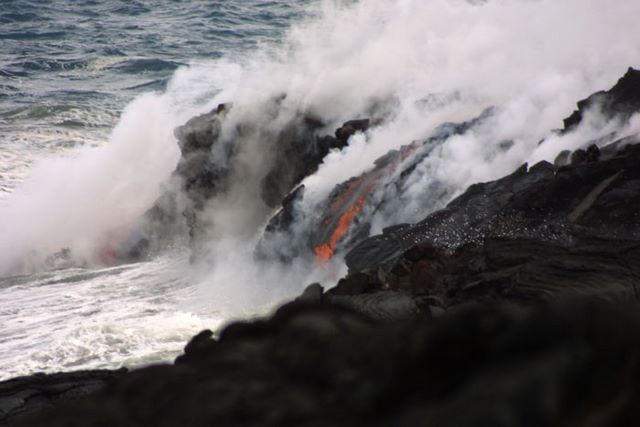 Lava Flow into the Ocean