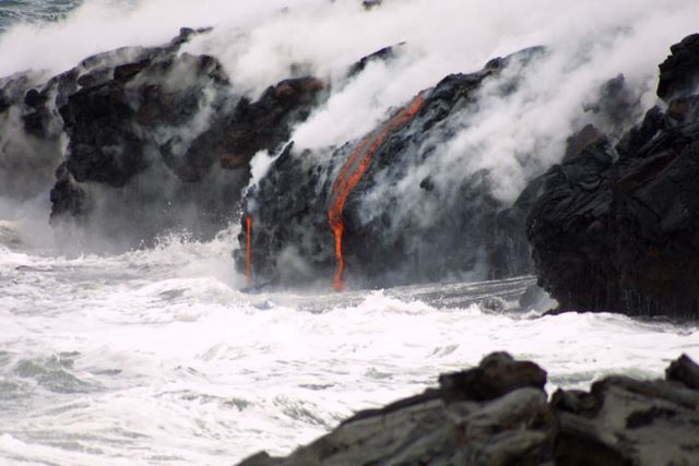 Lava Flow into the Ocean