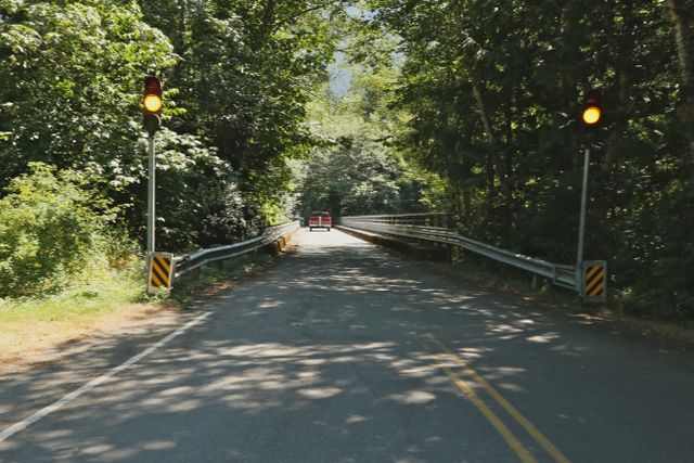 North Cascades -- Note the Yellow Light going to the Visitor's Center (one lane)