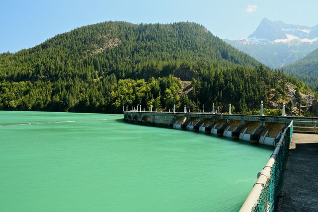 North Cascades -- Dam at Diablo Lake (one lane bridge) 
