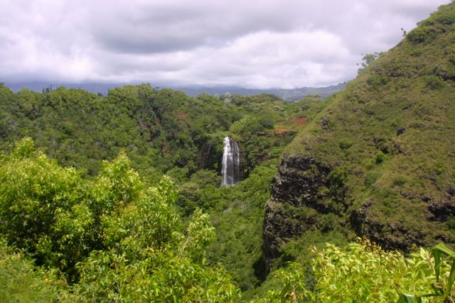 Waterfall on the island of Nawillwili, Hawaii 