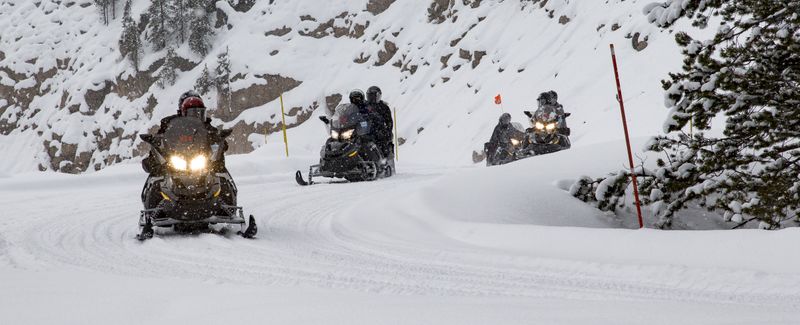 Snowmobiling inside the Park