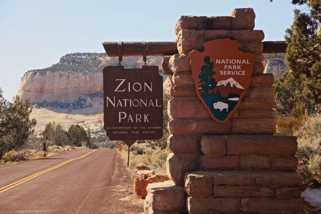 Zion NP -- Park Entrance Sign 