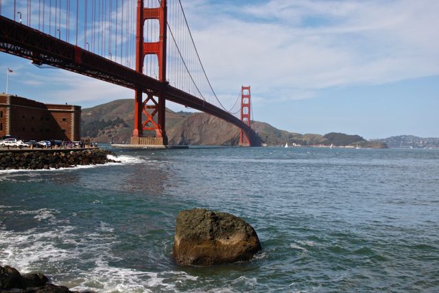 Golden Gate Bridge from entrance to Fort Point 