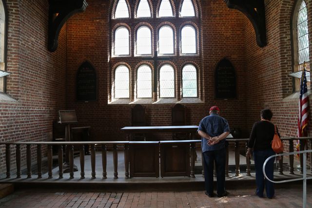 Jamestown -- Inside the Church - looking at the front 