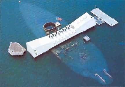 USS Arizona - View from the air of the USS Arizona 