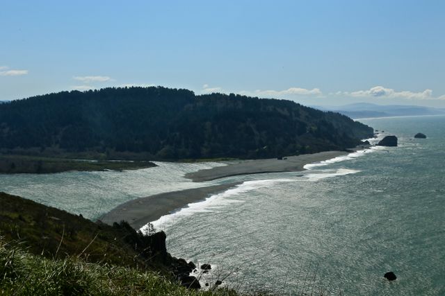 Klamath River flowing into the Pacific Ocean 