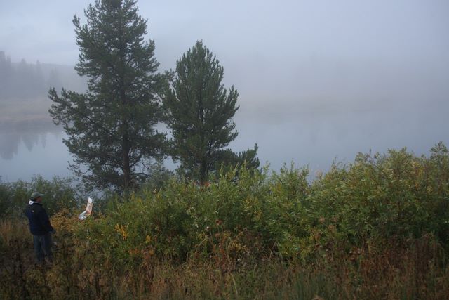 Oxbow Bend Area with a Painter