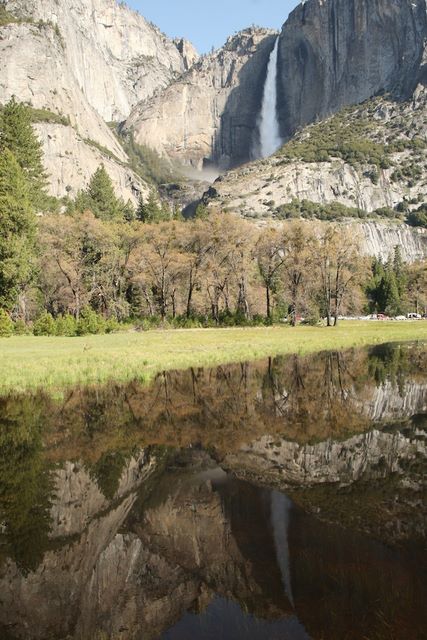 Another view of a reflection of Upper Yosemite Falls 