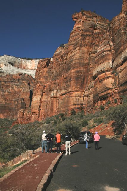 Zion NP -- Weeping Rock with climbers 